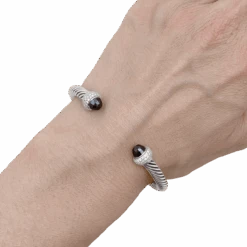 Miller Bracelet Jonc DAVID YURMAN "Cable Classic" En Argent, Hématites Et Diamants -Castafiore Boutique bracelet jonc david yurman cable classic en argent hematites et diamants 665092