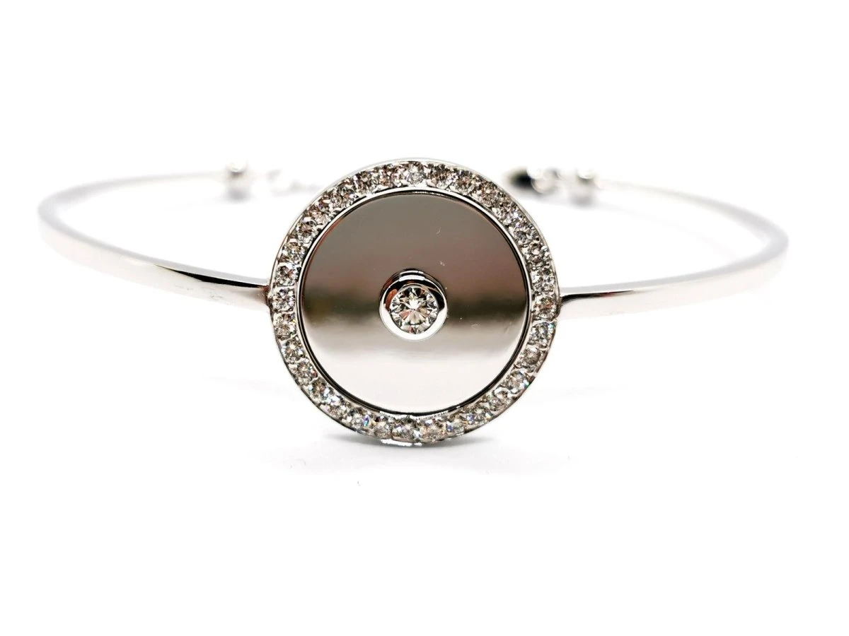 Bracelet Jonc En Or Blanc Et En Diamants 8 Bracelet Jonc En Or Blanc Et En Diamants – Image 8