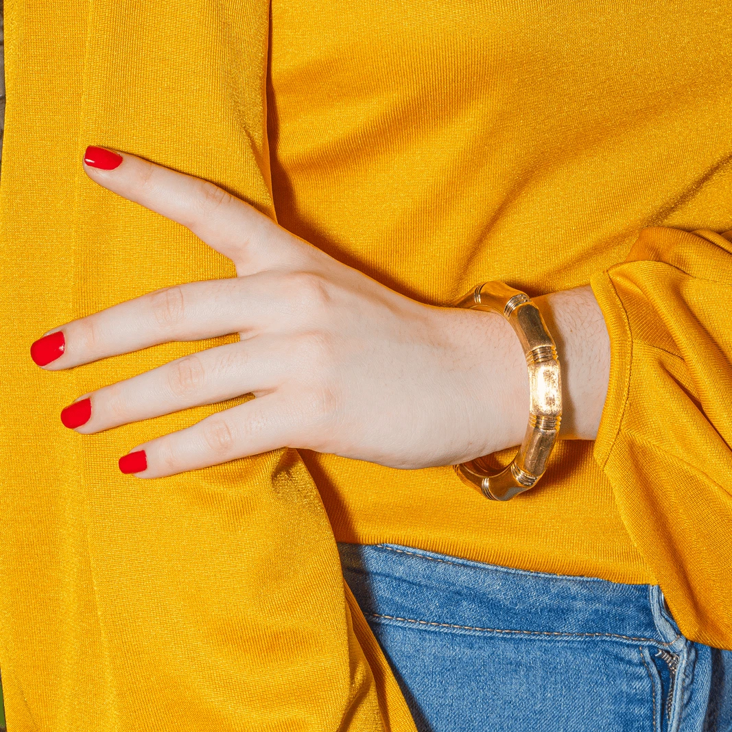 Bracelet Jonc Bambou En Or Jaune 2 Bracelet Jonc Bambou En Or Jaune – Image 2