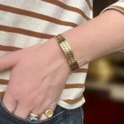 Bracelet Jonc En Or Jaune Et Acier -Castafiore Boutique bracelet jonc en or jaune et acier 924889