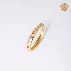 Bracelet Jonc En Or Jaune Et Blanc, Nacre, Citrine Et Diamants -Castafiore Boutique bracelet jonc en or jaune et blanc nacre citrine et diamants 184321