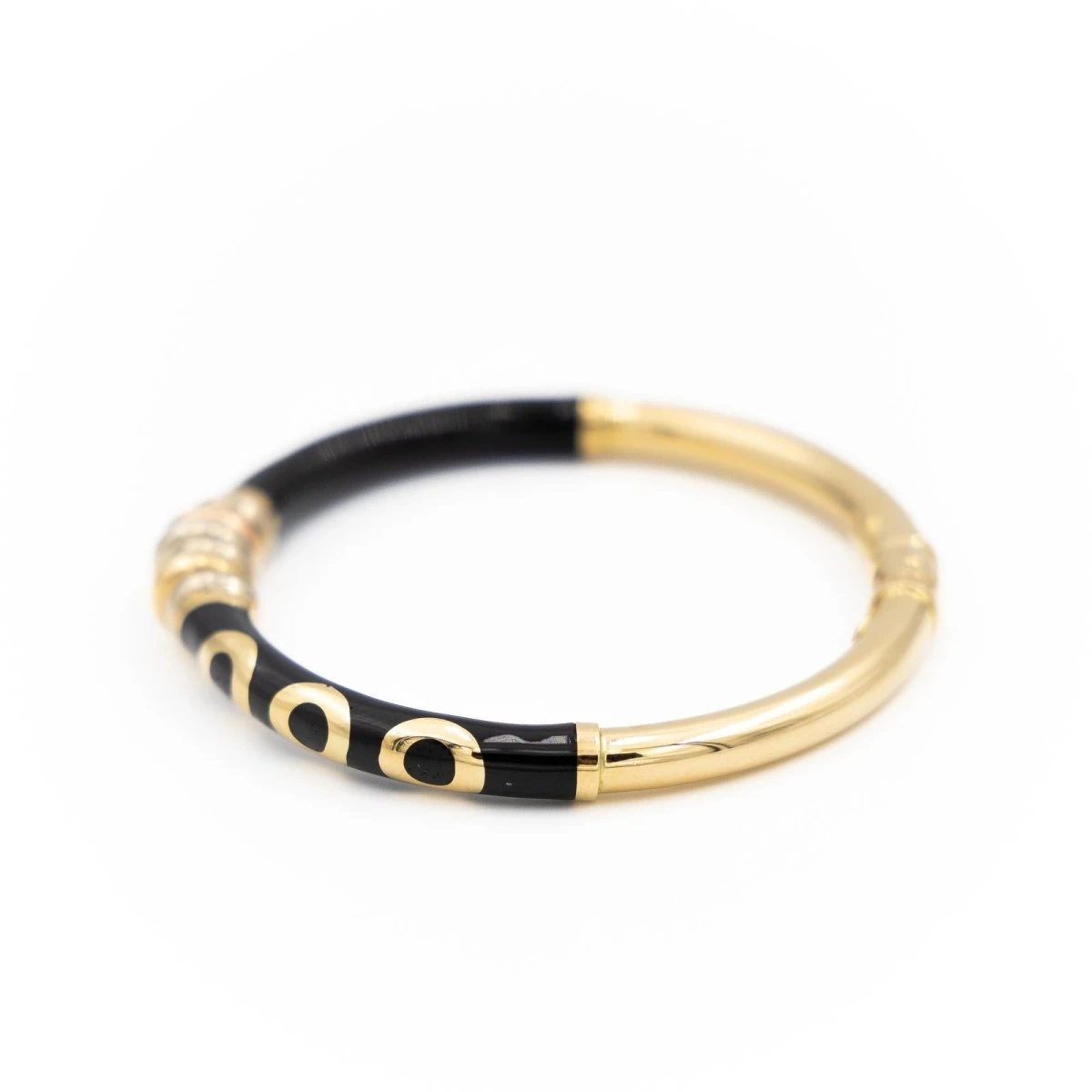 Bracelet Jonc En Or Jaune Et émail Noir 2 Bracelet Jonc En Or Jaune Et émail Noir – Image 2