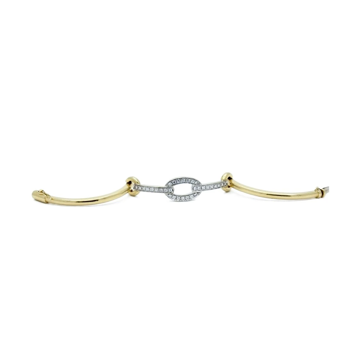 Bracelet Jonc En Or Jaune, Or Blanc Et Diamants 4 Bracelet Jonc En Or Jaune, Or Blanc Et Diamants – Image 4