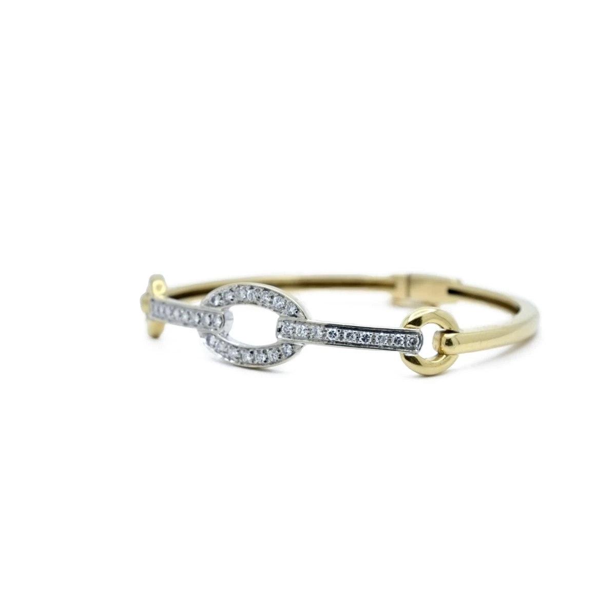 Bracelet Jonc En Or Jaune, Or Blanc Et Diamants 3 Bracelet Jonc En Or Jaune, Or Blanc Et Diamants – Image 3