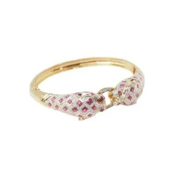 Bracelet Jonc Panthères En Or Jaune, Rubis Et Diamants -Castafiore Boutique bracelet jonc en or jaune rubis et diamants 391647