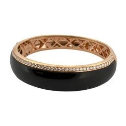 Bracelet Jonc En Or Rose, Onyx Et Diamant 5 Bracelet Jonc En Or Rose, Onyx Et Diamant -Castafiore Boutique bracelet jonc en or rose diamant et onyx 249241