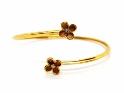 Bracelet Jonc Fleur En Or Jaune Et Diamants