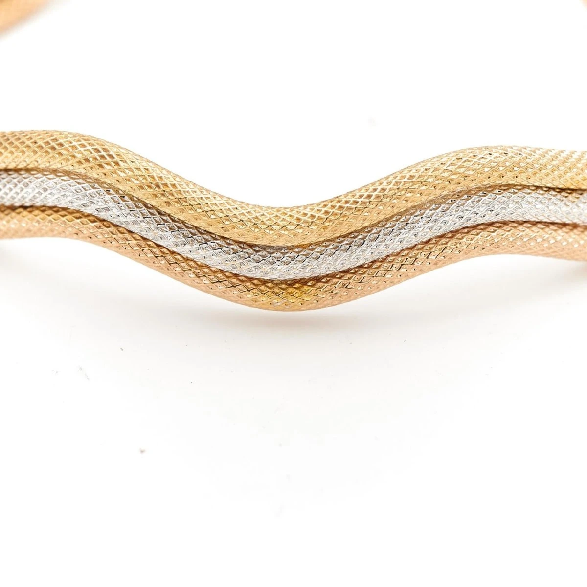 Bracelet Jonc Ondulé En Ors Jaune, Blanc Et Rose 5 Bracelet Jonc Ondulé En Ors Jaune, Blanc Et Rose – Image 5