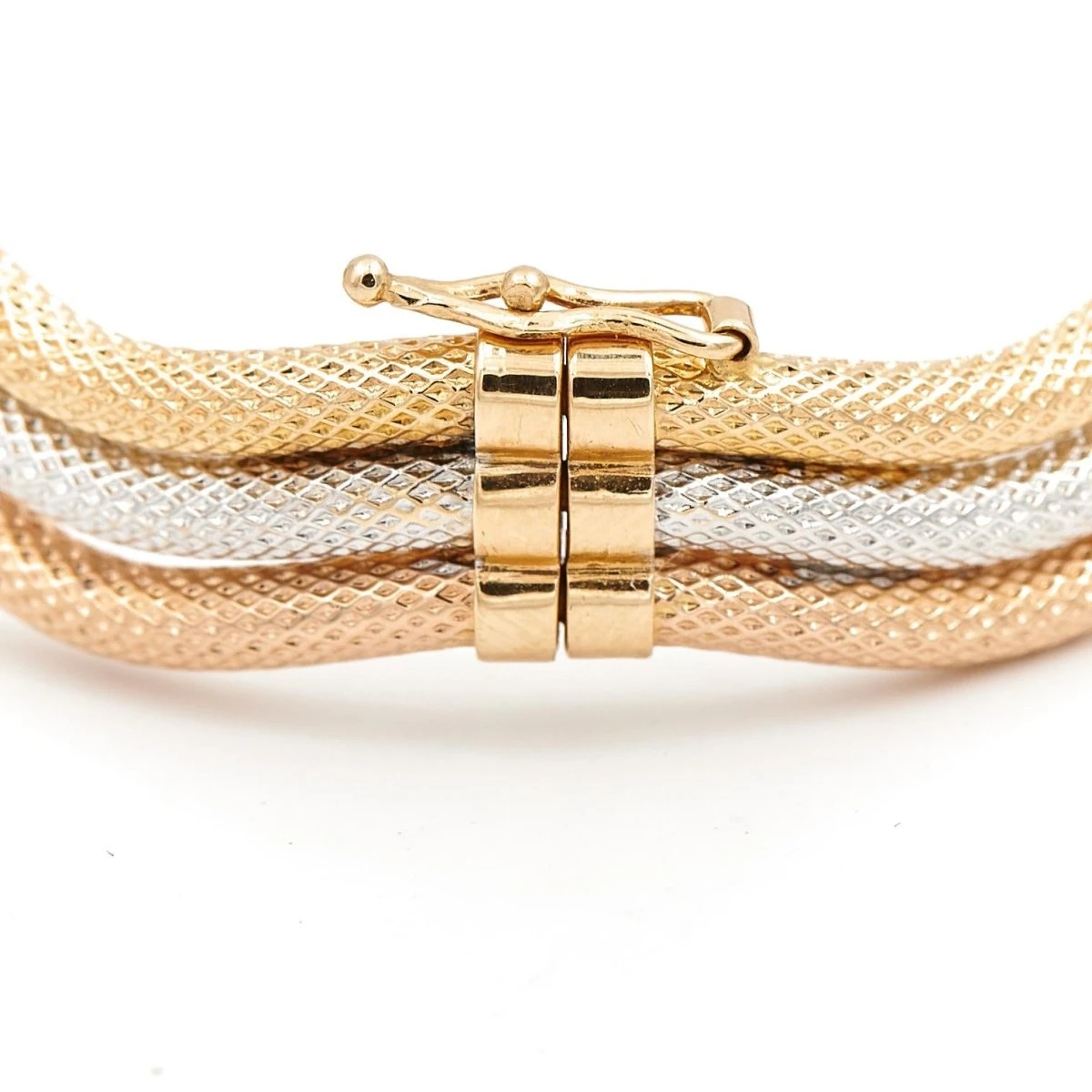 Bracelet Jonc Ondulé En Ors Jaune, Blanc Et Rose 6 Bracelet Jonc Ondulé En Ors Jaune, Blanc Et Rose – Image 6