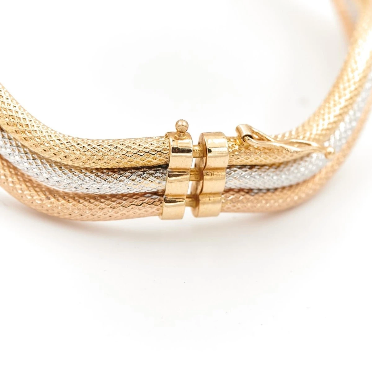 Bracelet Jonc Ondulé En Ors Jaune, Blanc Et Rose 7 Bracelet Jonc Ondulé En Ors Jaune, Blanc Et Rose – Image 7