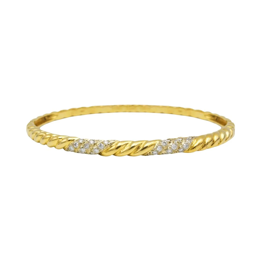 Bracelet Jonc POIRAY En Or Jaune Et Diamants 1 Bracelet Jonc POIRAY En Or Jaune Et Diamants