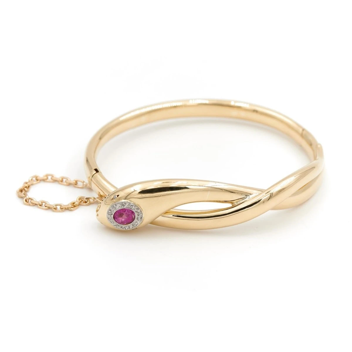 Bracelet Jonc Serpent En 2 Ors, Rubis Et Diamants 1 Bracelet Jonc Serpent En 2 Ors, Rubis Et Diamants