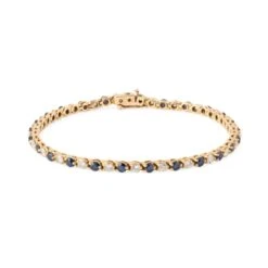 Bracelet Ligne En Or Jaune, Saphirs Et Diamants