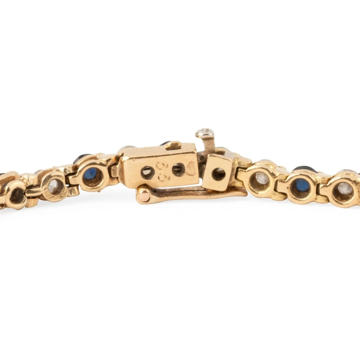 Bracelet Ligne En Or Jaune, Saphirs Et Diamants 4 Bracelet Ligne En Or Jaune, Saphirs Et Diamants – Image 4