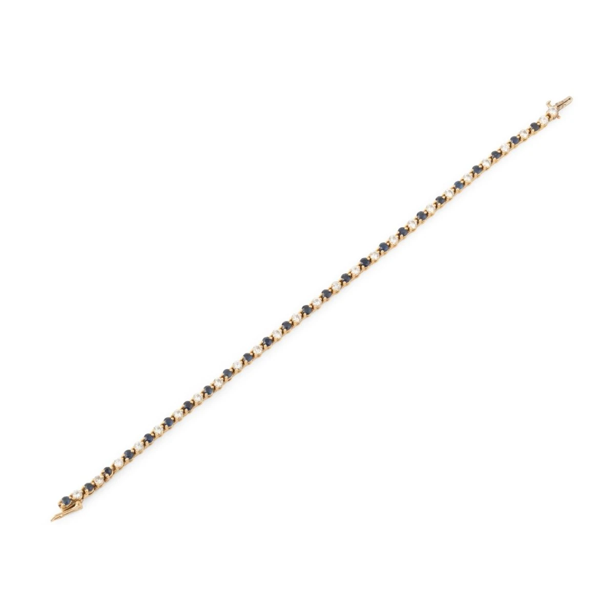 Bracelet Ligne En Or Jaune, Saphirs Et Diamants 2 Bracelet Ligne En Or Jaune, Saphirs Et Diamants – Image 2