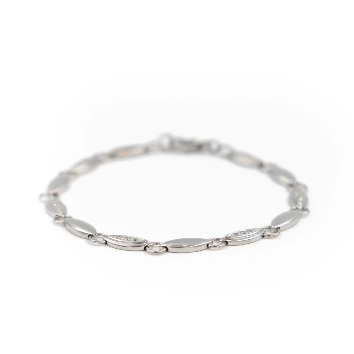 Bracelet Maille Alternée En Or Blanc Diamant 1 Bracelet Maille Alternée En Or Blanc Diamant