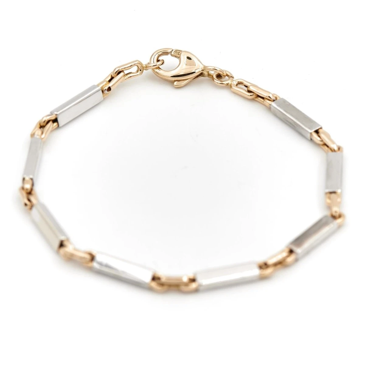 Bracelet Maille Alternée En Ors Jaune Et Blanc 4 Bracelet Maille Alternée En Ors Jaune Et Blanc – Image 4