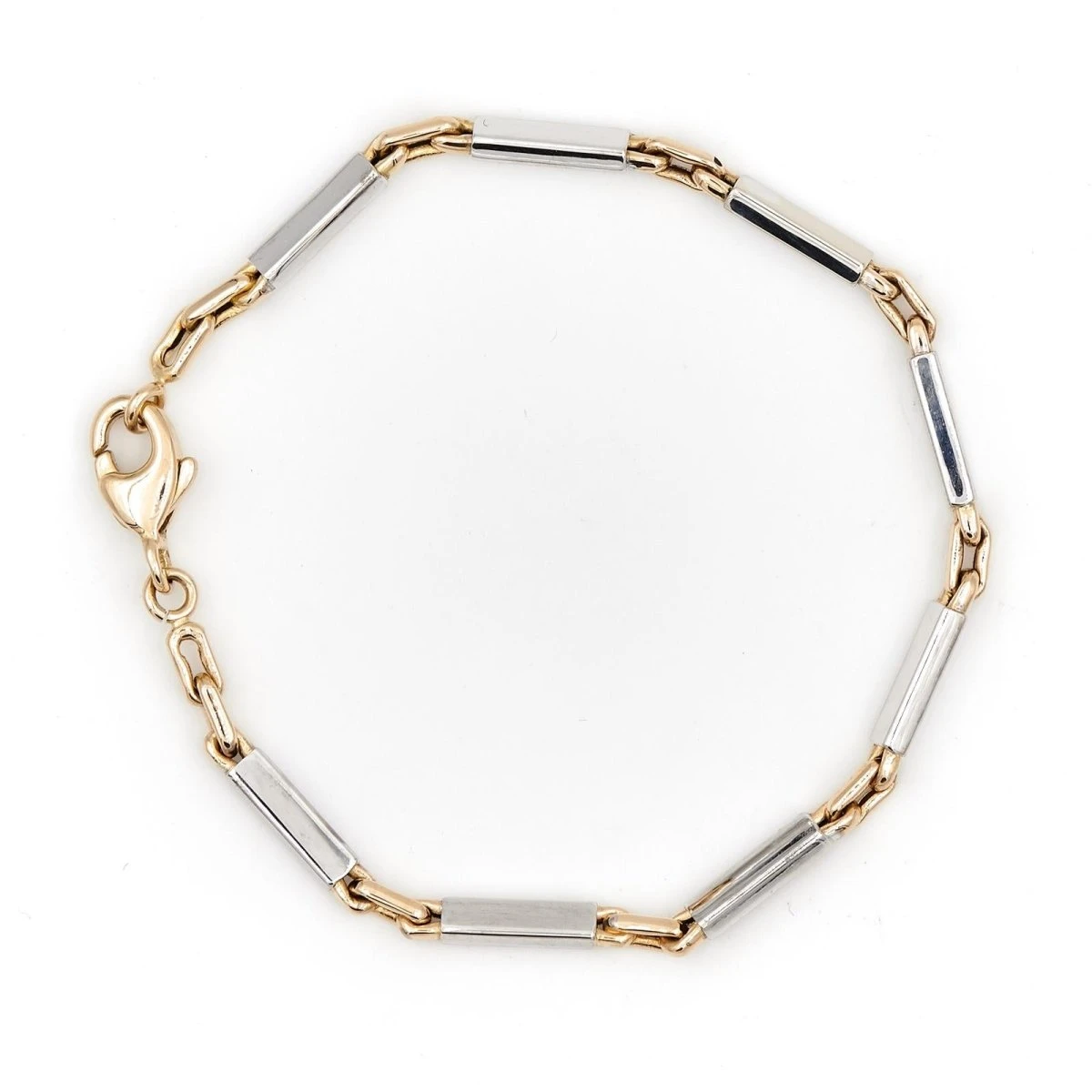 Bracelet Maille Alternée En Ors Jaune Et Blanc 2 Bracelet Maille Alternée En Ors Jaune Et Blanc – Image 2