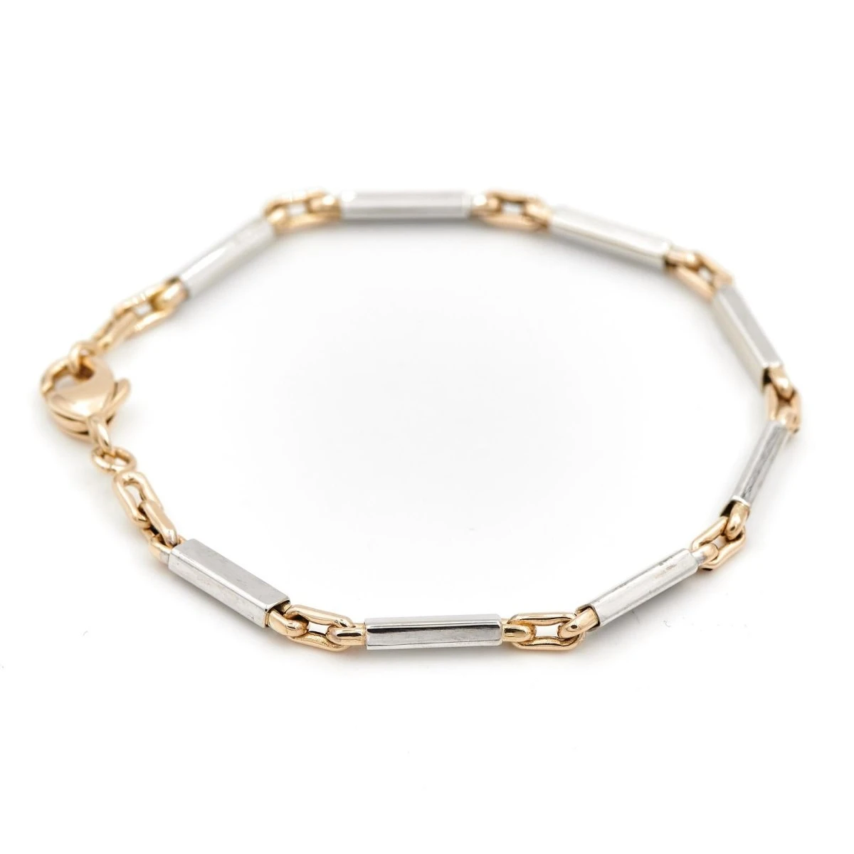 Bracelet Maille Alternée En Ors Jaune Et Blanc 5 Bracelet Maille Alternée En Ors Jaune Et Blanc – Image 5