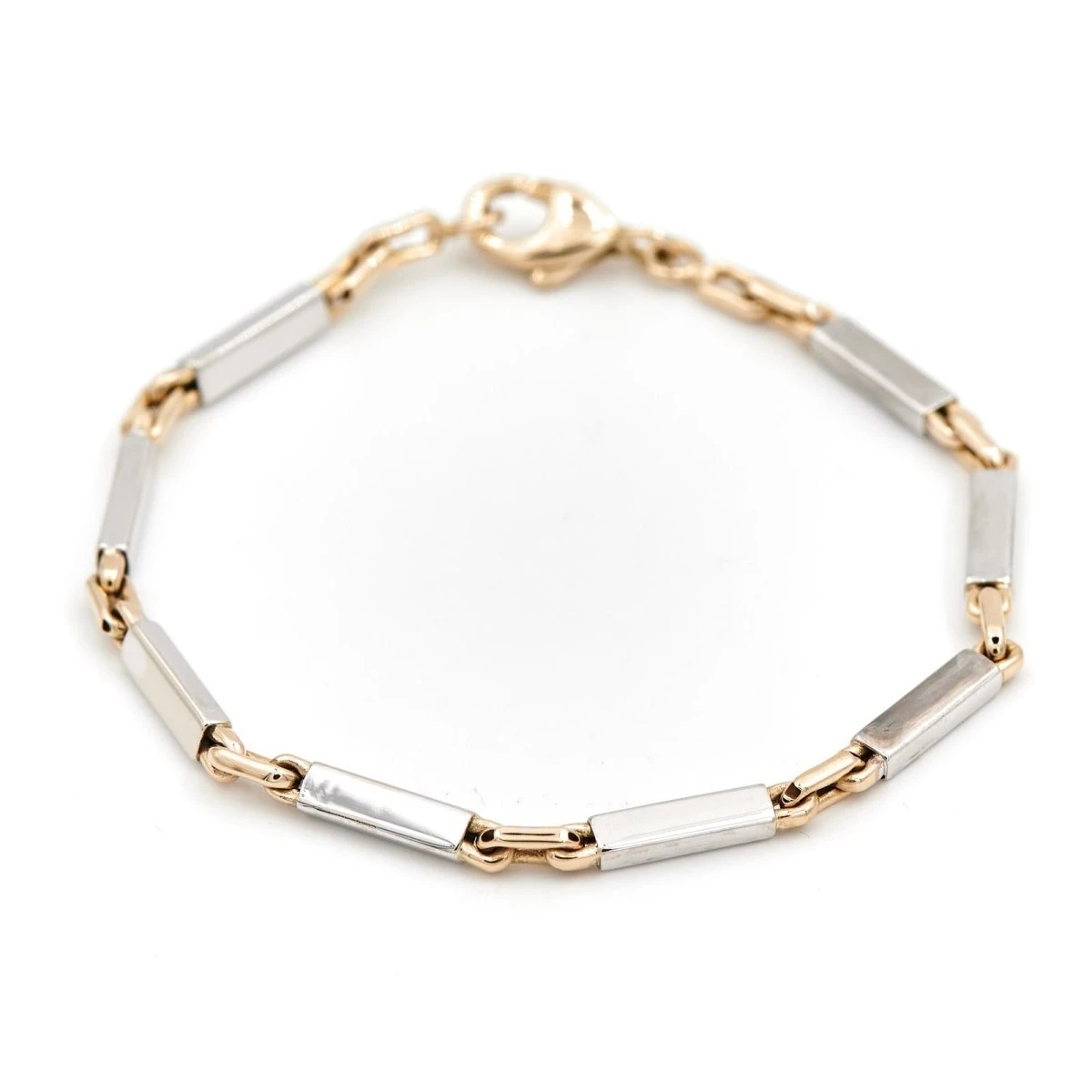 Bracelet Maille Alternée En Ors Jaune Et Blanc 1 Bracelet Maille Alternée En Ors Jaune Et Blanc