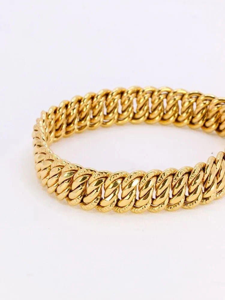 Bracelet Maille Américaine Or Jaune 1.3 Cm 5 Bracelet Maille Américaine Or Jaune 1.3 Cm – Image 5