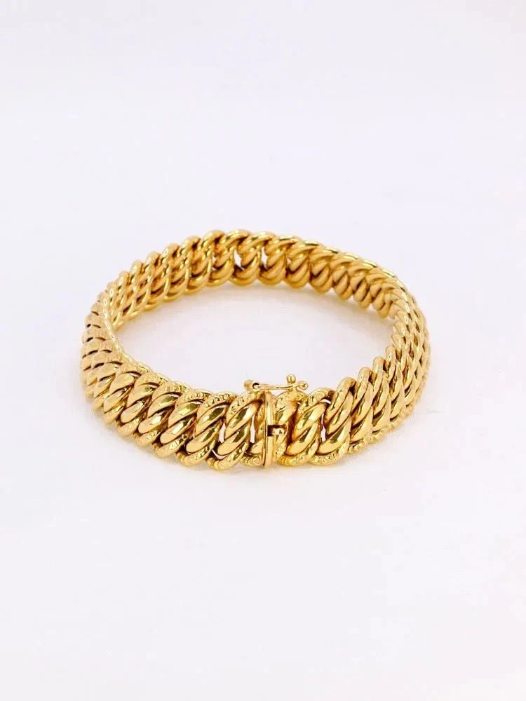 Bracelet Maille Américaine Or Jaune 1.3 Cm 6 Bracelet Maille Américaine Or Jaune 1.3 Cm – Image 6