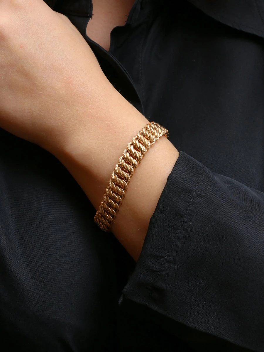 Bracelet Maille Américaine Or Jaune 1.3 Cm 9 Bracelet Maille Américaine Or Jaune 1.3 Cm – Image 9