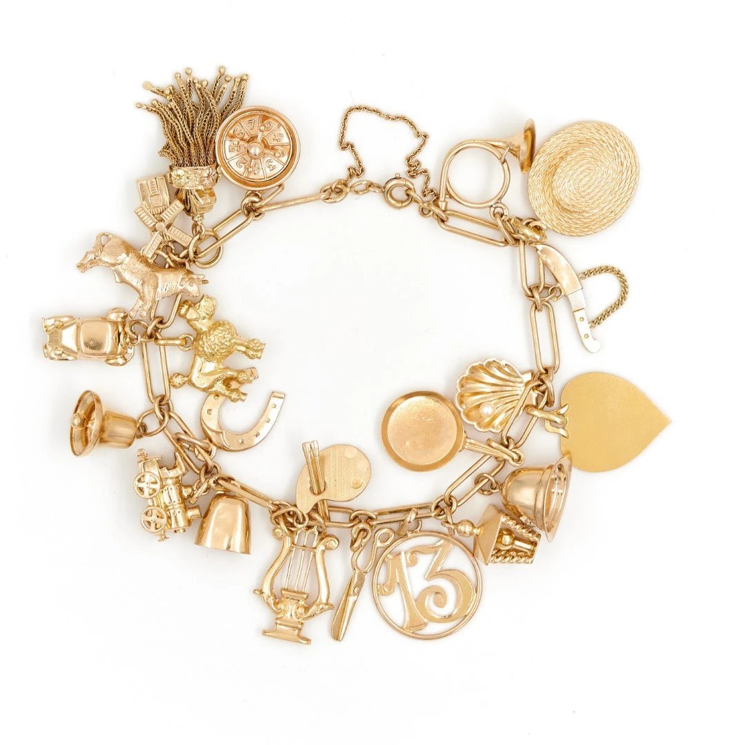 Bracelet Maille Cheval Et Breloques En Or Jaune 1 Bracelet Maille Cheval Et Breloques En Or Jaune