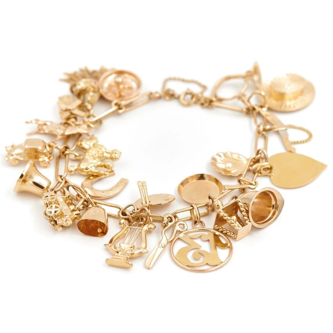 Bracelet Maille Cheval Et Breloques En Or Jaune 2 Bracelet Maille Cheval Et Breloques En Or Jaune – Image 2