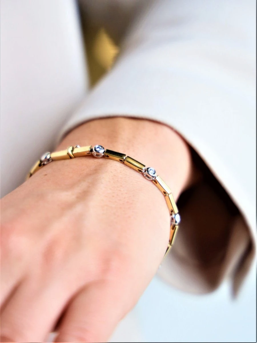 Bracelet Maille En 2 Ors Et Diamants 3 Bracelet Maille En 2 Ors Et Diamants – Image 3