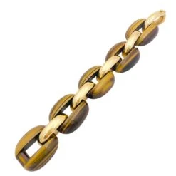 Miller Bracelet Maille En Or Jaune Et Oeil De Tigre -Castafiore Boutique bracelet maille en or jaune et oeil de tigre 591255