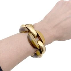 Miller Bracelet Maille En Or Jaune Et Oeil De Tigre -Castafiore Boutique bracelet maille en or jaune et oeil de tigre 954648