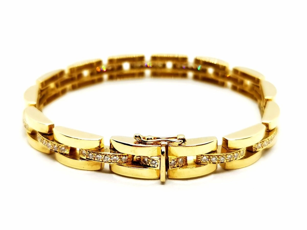 Bracelet Maille En Or Jaune Pavé Diamant 3 Bracelet Maille En Or Jaune Pavé Diamant – Image 3