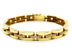 Bracelet Maille En Or Jaune Pavé Diamant