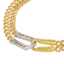 Bracelet Maille Gourmette En Or Jaune, Or Blanc Et Diamant 10 Bracelet Maille Gourmette En Or Jaune, Or Blanc Et Diamant -Castafiore Boutique bracelet maille gourmette en or jaune or blanc et diamant 968543