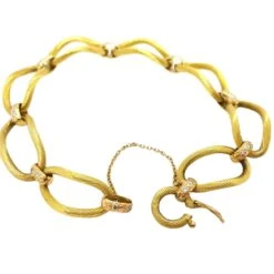 Bracelet Maille Ondulé En 2 Ors Et Diamants -Castafiore Boutique bracelet maille ondule en 2 ors et diamants 309178