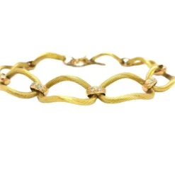 Bracelet Maille Ondulé En 2 Ors Et Diamants -Castafiore Boutique bracelet maille ondule en 2 ors et diamants 477303