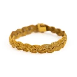 Bracelet Maille Palmier Tressée En Or Jaune