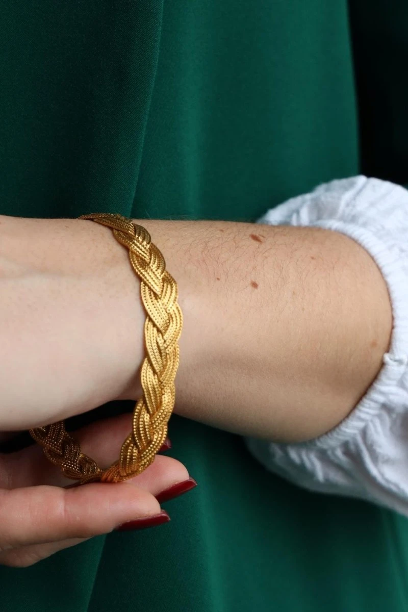 Bracelet Maille Palmier Tressée En Or Jaune 3 Bracelet Maille Palmier Tressée En Or Jaune – Image 3