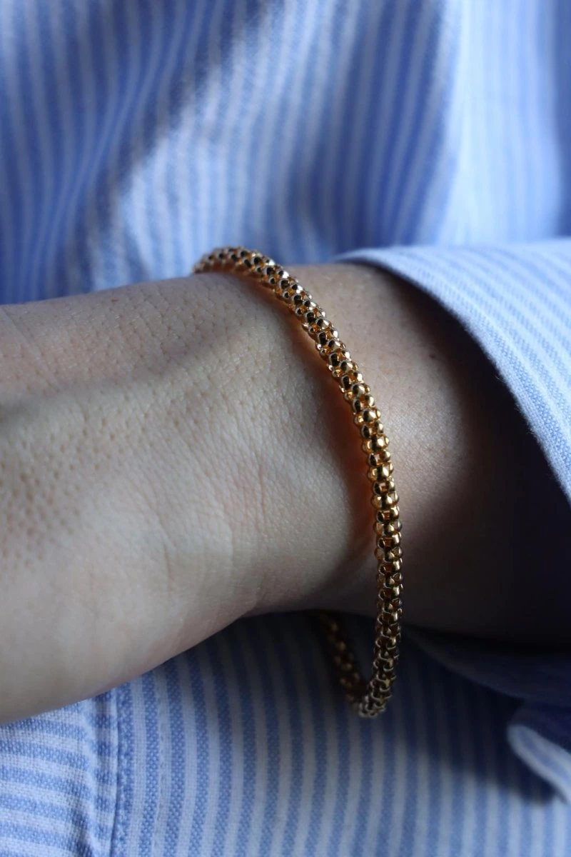 Bracelet Maille Popcorn En Or Jaune 7 Bracelet Maille Popcorn En Or Jaune – Image 7