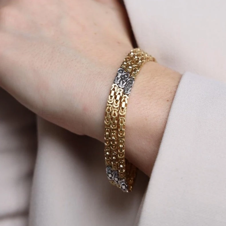 Bracelet Maille Serpent En Or Jaune Et Or Blanc 2 Bracelet Maille Serpent En Or Jaune Et Or Blanc – Image 2