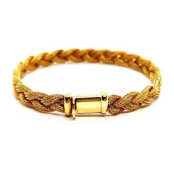 Bracelet Maille Tressée En Or Jaune -Castafiore Boutique bracelet maille tressee en or jaune 489754