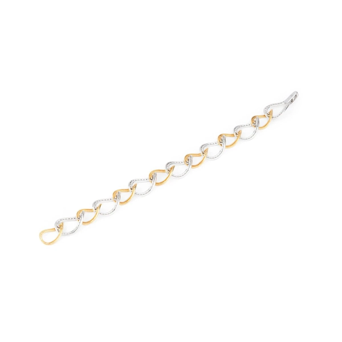 Bracelet Maillons En Or Jaune, Or Blanc Et Diamants 3 Bracelet Maillons En Or Jaune, Or Blanc Et Diamants – Image 3