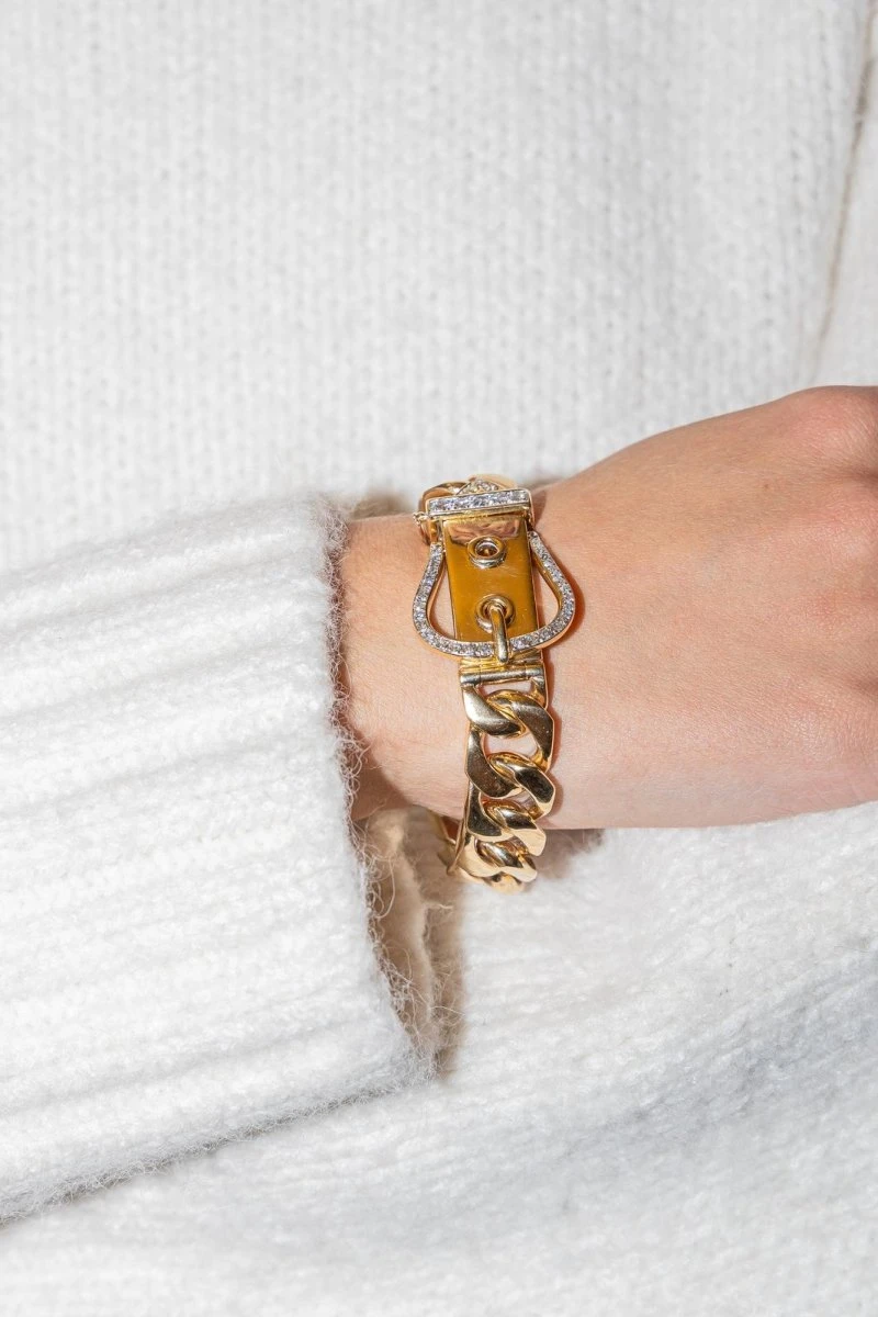 Bracelet Manchette Ceinture En Or Jaune Et Iamant 2 Bracelet Manchette Ceinture En Or Jaune Et Iamant – Image 2