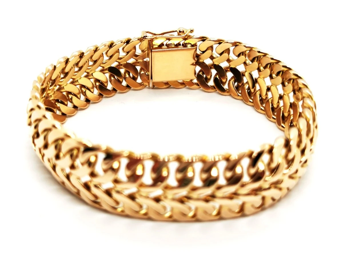 Bracelet Manchette Double Maille En Or Jaune 7 Bracelet Manchette Double Maille En Or Jaune – Image 7
