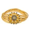 Bracelet Manchette En Or Jaune, Saphirs Et Diamants