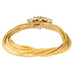 Bracelet Manchette En Or Jaune, Saphirs Et Diamants -Castafiore Boutique bracelet manchette en or jaune saphirs et diamants 358075