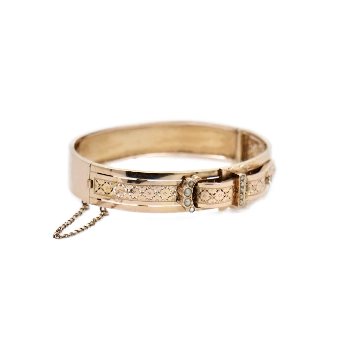 Bracelet Manchette En Or Rose Et Perles 5 Bracelet Manchette En Or Rose Et Perles – Image 5