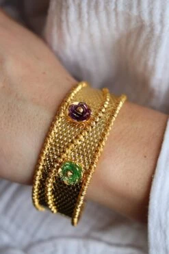 Bracelet Manchette Filigrané En Or Jaune -Castafiore Boutique bracelet manchette filigrane en or jaune 481607