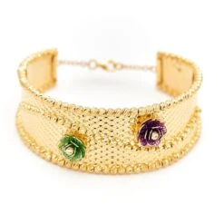 Bracelet Manchette Filigrané En Or Jaune -Castafiore Boutique bracelet manchette filigrane en or jaune 518710